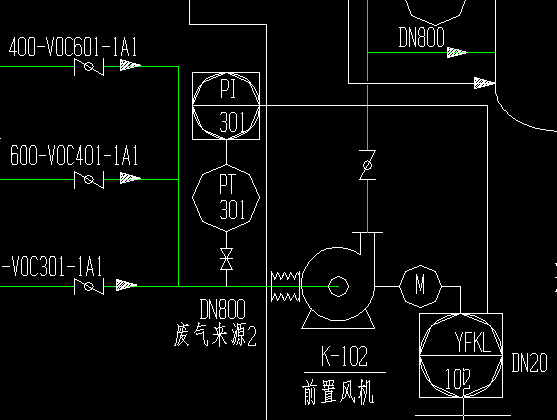 求問pid圖中風機電機相連接的yfkl表示的是啥意思